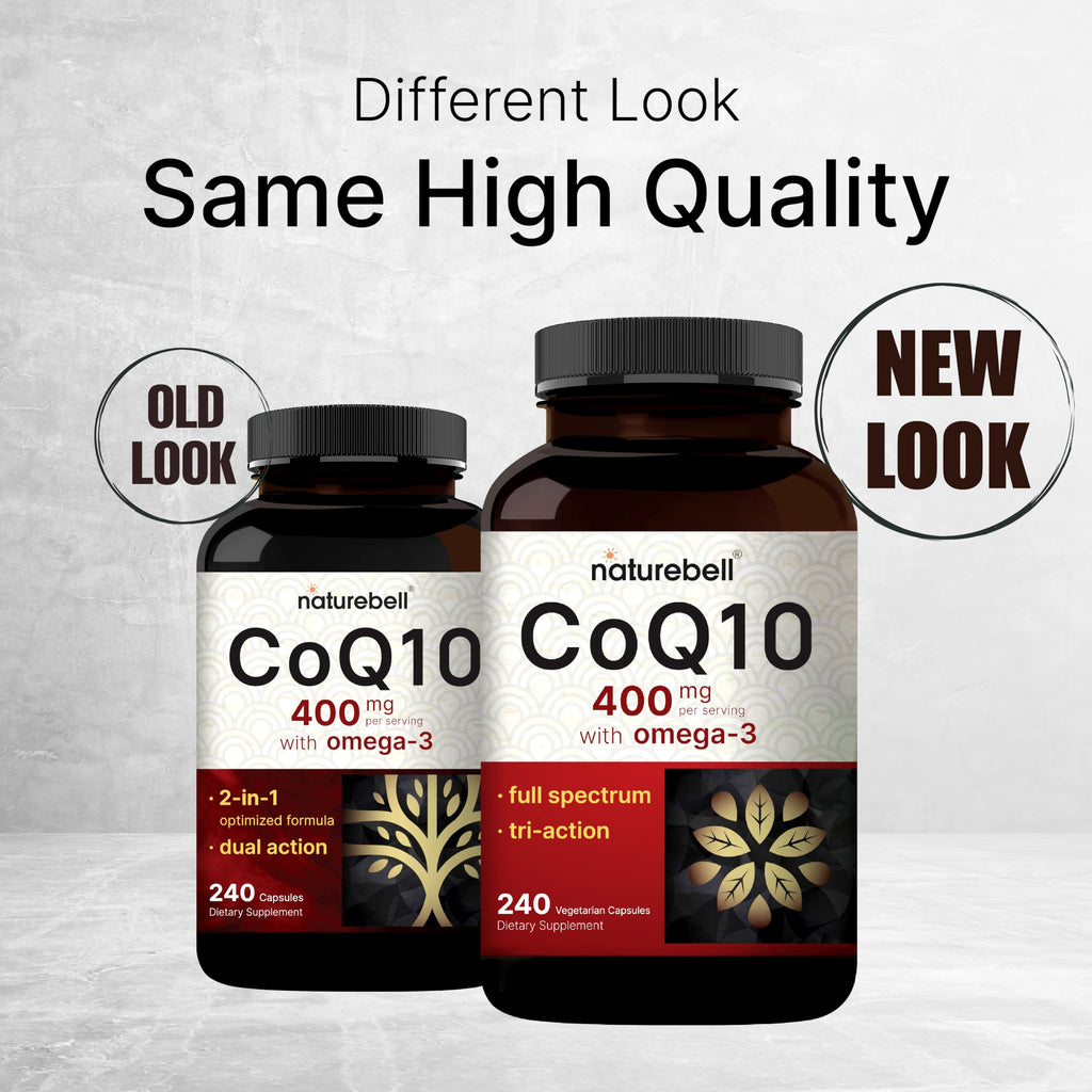 NatureBell CoQ10 400mg with Omega-3 – 240 Capsules | Extra Strength, High Absorption CoQ10 for Heart Health & Energy