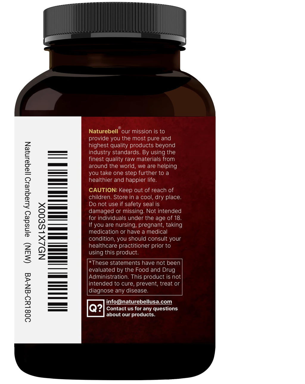 NatureBell Cranberry Pills 2 Pack – 36,000mg Extract, Acerola | Organic, Sugar Free
