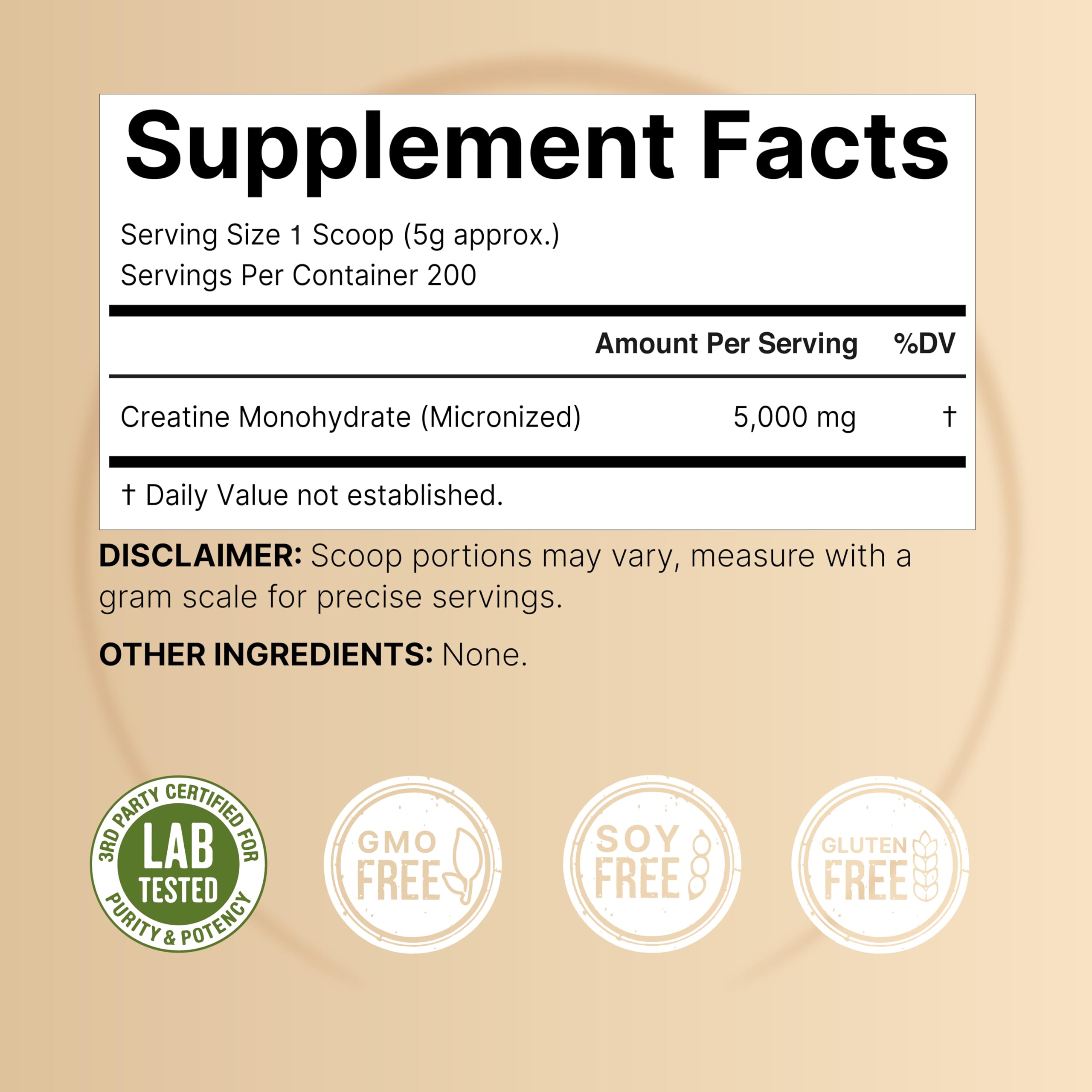 NatureBell Creatine Monohydrate Powder 1,000g | 200 Servings | Micronized & Unflavored