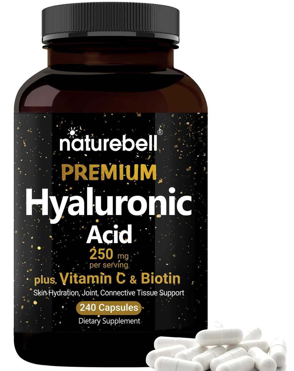 NatureBell Hyaluronic Acid 250mg – 240 Capsules with Biotin & Vitamin C (3-in-1)