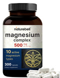 NatureBell Magnesium Complex 500mg – 10 Active Forms, 300 Caps
