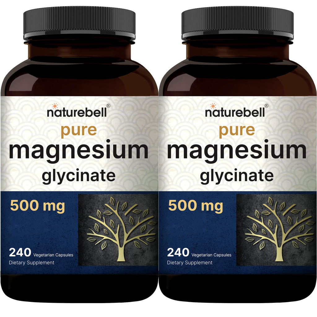 NatureBell Magnesium Glycinate 500mg Capsules – 480 Count | Chelated, 3rd-Party Tested, Non-GMO, Gluten Free