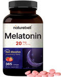NatureBell Melatonin 20mg – 365 Fast-Dissolve Chewables, Strawberry | 1 Year Supply, Non-GMO & Gluten-Free