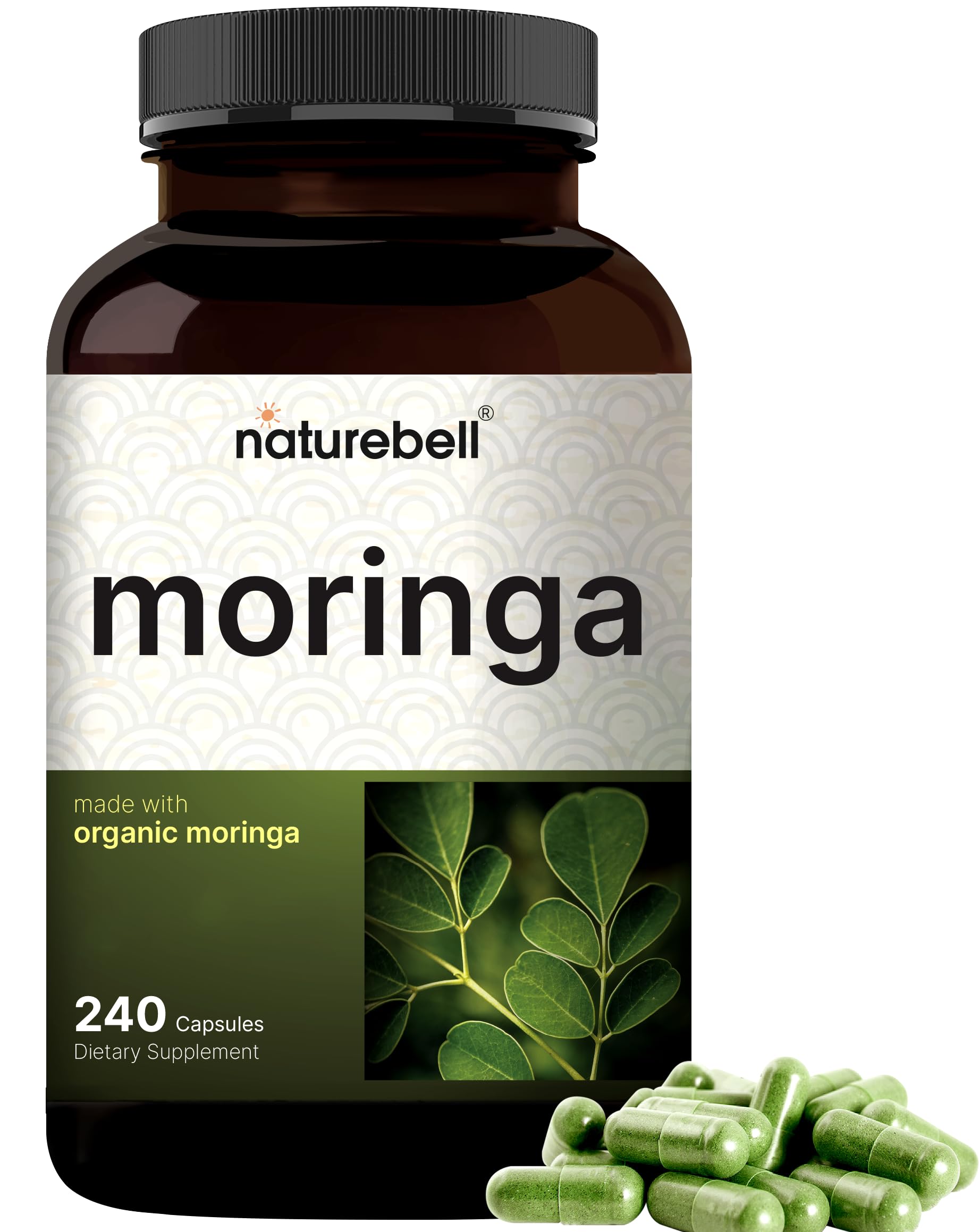 NatureBell Pure Moringa Capsules | Organic Moringa Powder, 240 Capsules