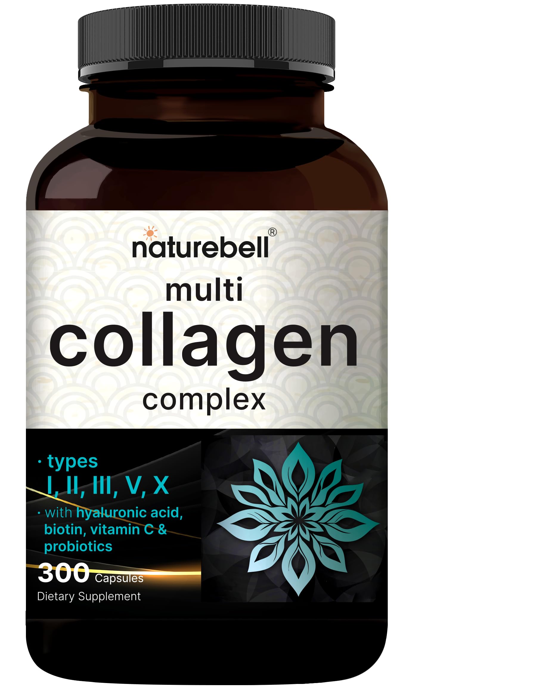 NatureBell Multi Collagen Complex – 300 Capsules, 5 Types + Hyaluronic Acid