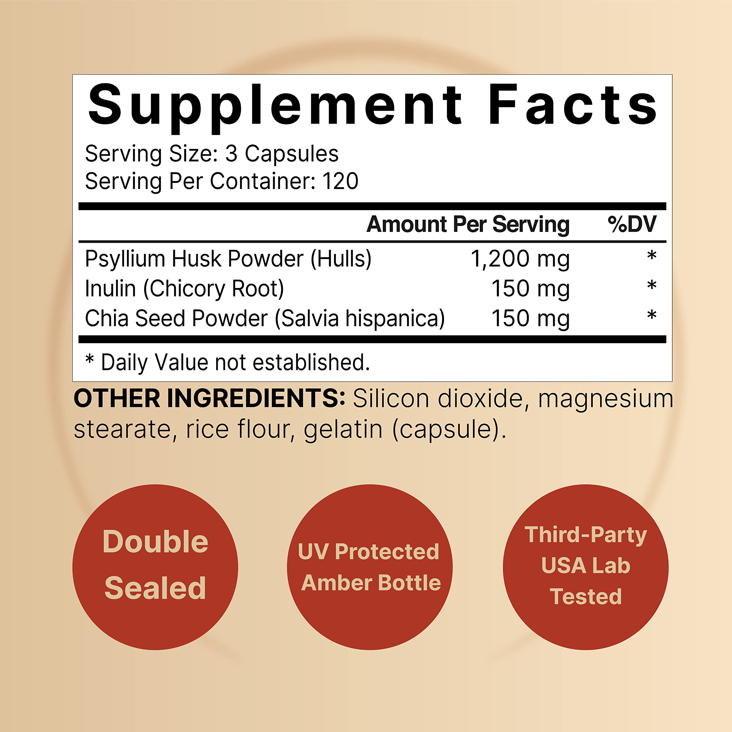 NatureBell Psyllium Husk Fiber – 1,500mg/Serving, 360 Capsules | Organic, Non-GMO