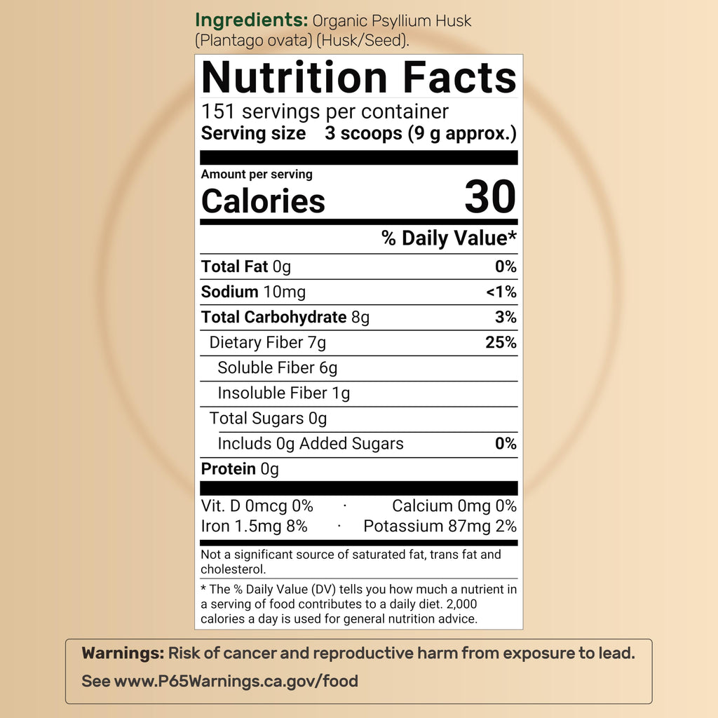 NatureBell Psyllium Husk Fiber Powder – 9,000mg per Serving, 3lb (48oz) – Organic Soluble Fiber for Digestive & Gut Health, Plant-Based, Unflavored, Non-GMO, Gluten-Free