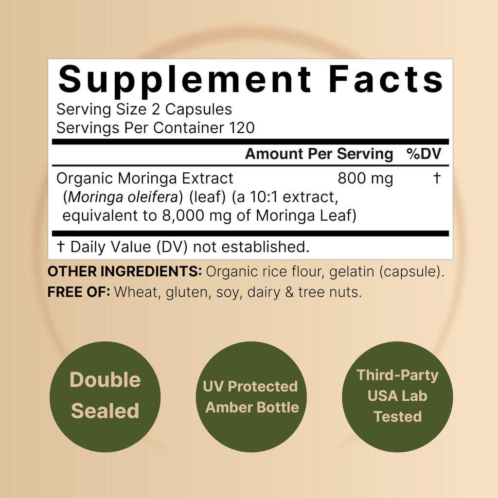 NatureBell Pure Moringa Capsules – 8,000mg per Serving, 2-Pack, Organic