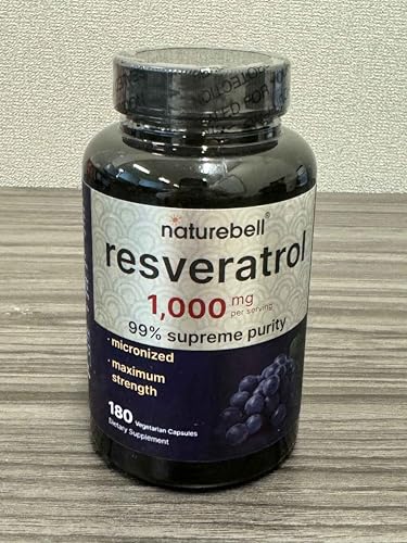 NatureBell Resveratrol Supplement 1000mg per Serving | 180 Veggie Capsules | 99% Trans-Resveratrol | Non-GMO