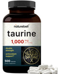 NatureBell Taurine 1,000mg – 500 Capsules | Double Strength Taurine Supplement – Non-GMO & Gluten Free