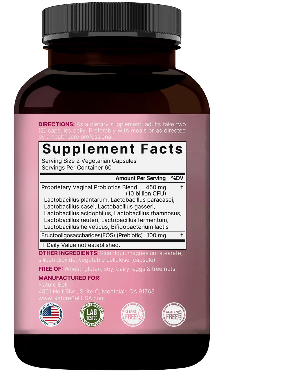 NatureBell Vaginal Probiotics for Women – 10B CFU, 120 Veggie Capsules