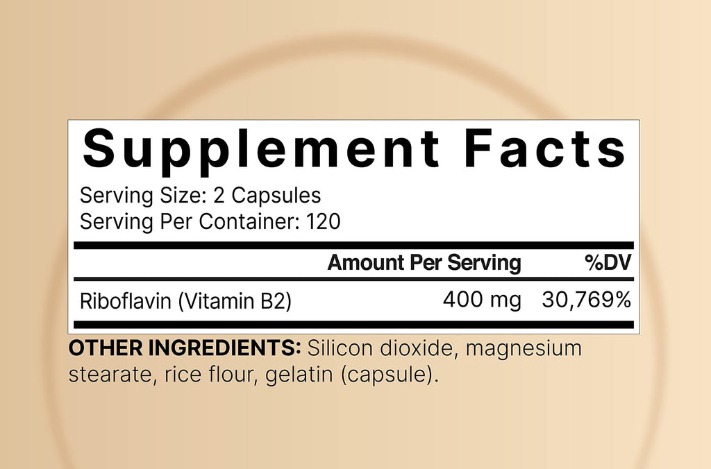 NatureBell Vitamin B2 Riboflavin 400mg - 240 Capsules | Essential Daily B Vitamin, Non-GMO, Gluten Free