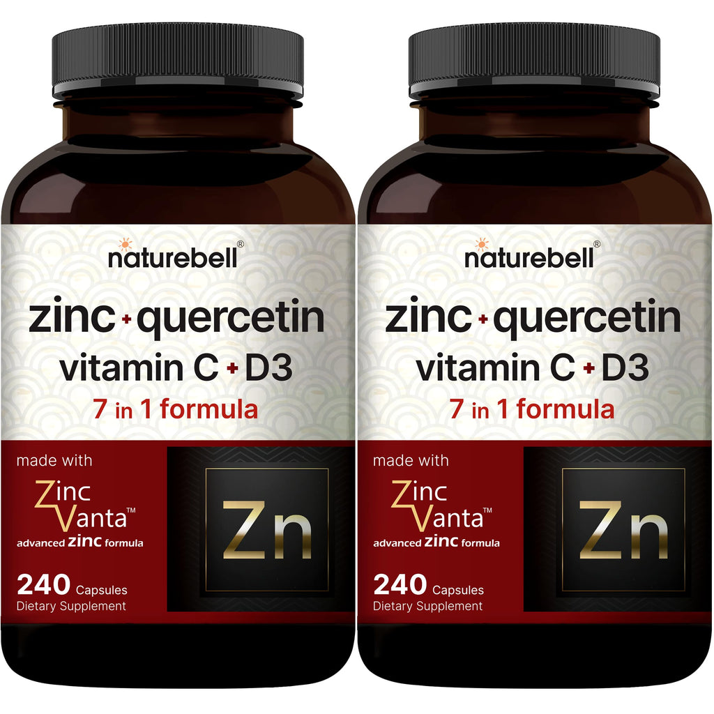 NatureBell Zinc Quercetin 480 Capsules (2 Pack) - 4-in-1 Immune Support