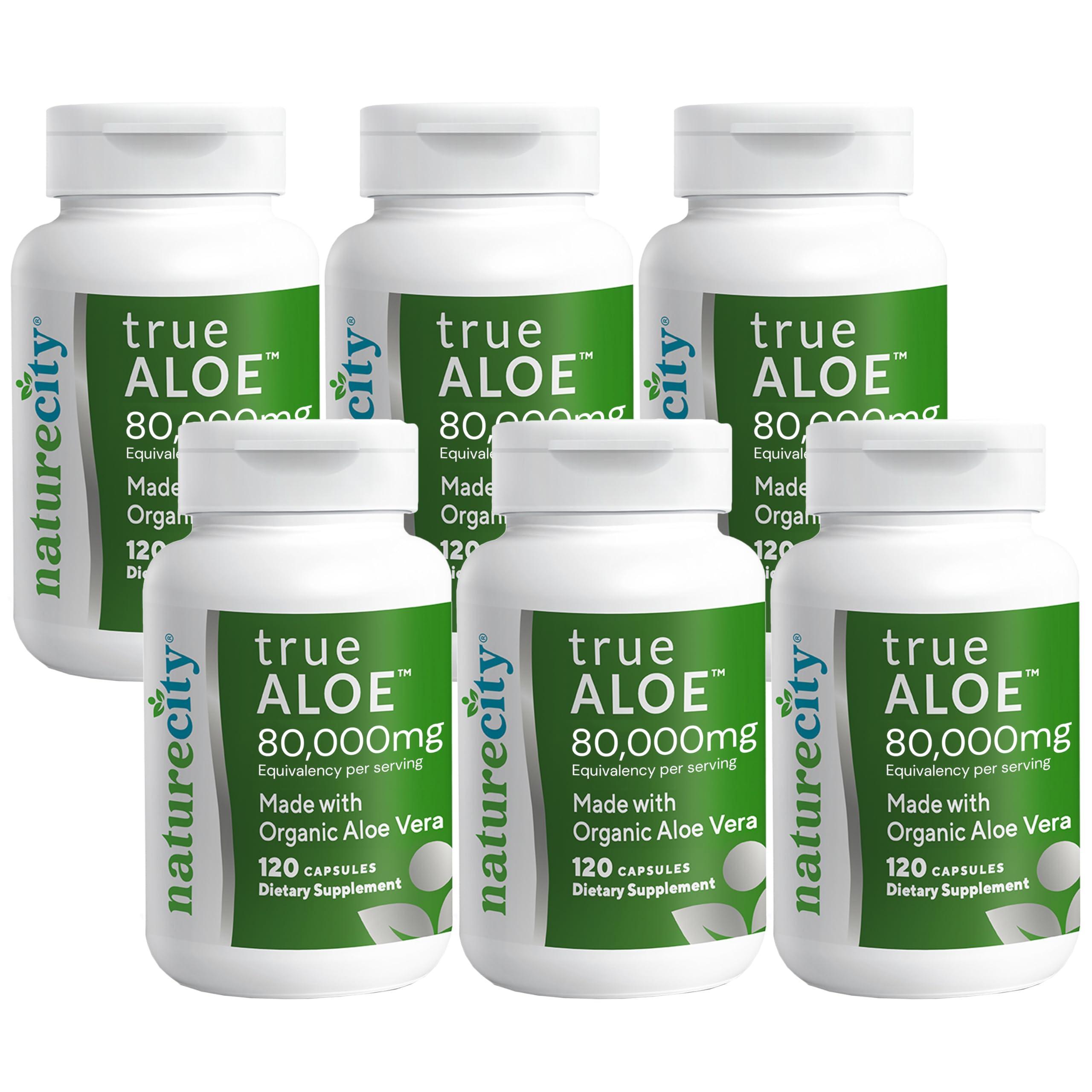 NatureCity True-Aloe 80,000mg Aloe Vera Gel — Organic Aloe, 720 Capsules