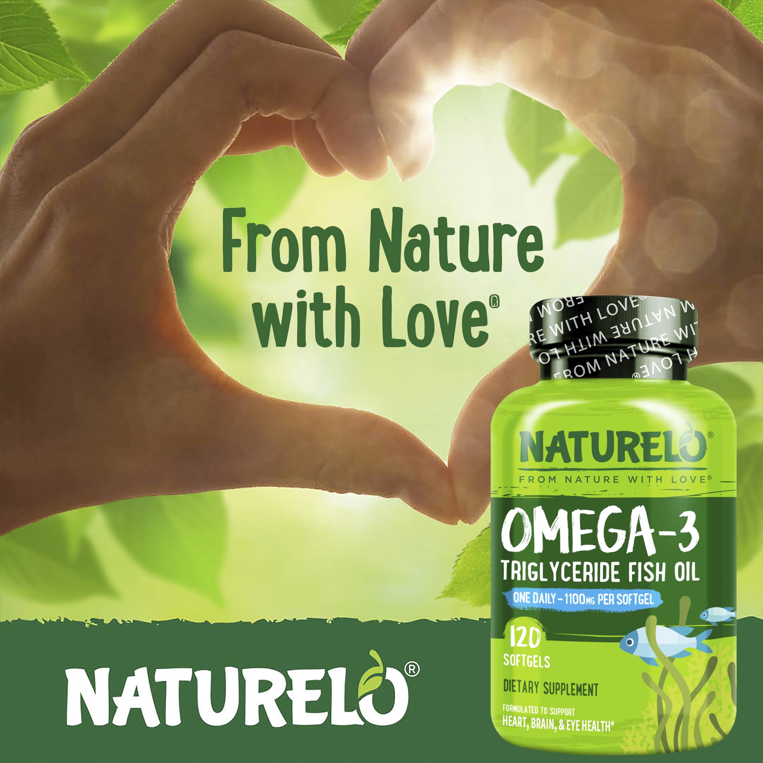 NATURELO Burpless Omega-3 Fish Oil - 1100mg TG EPA + DHA | 120 Softgels | 4 Months Supply