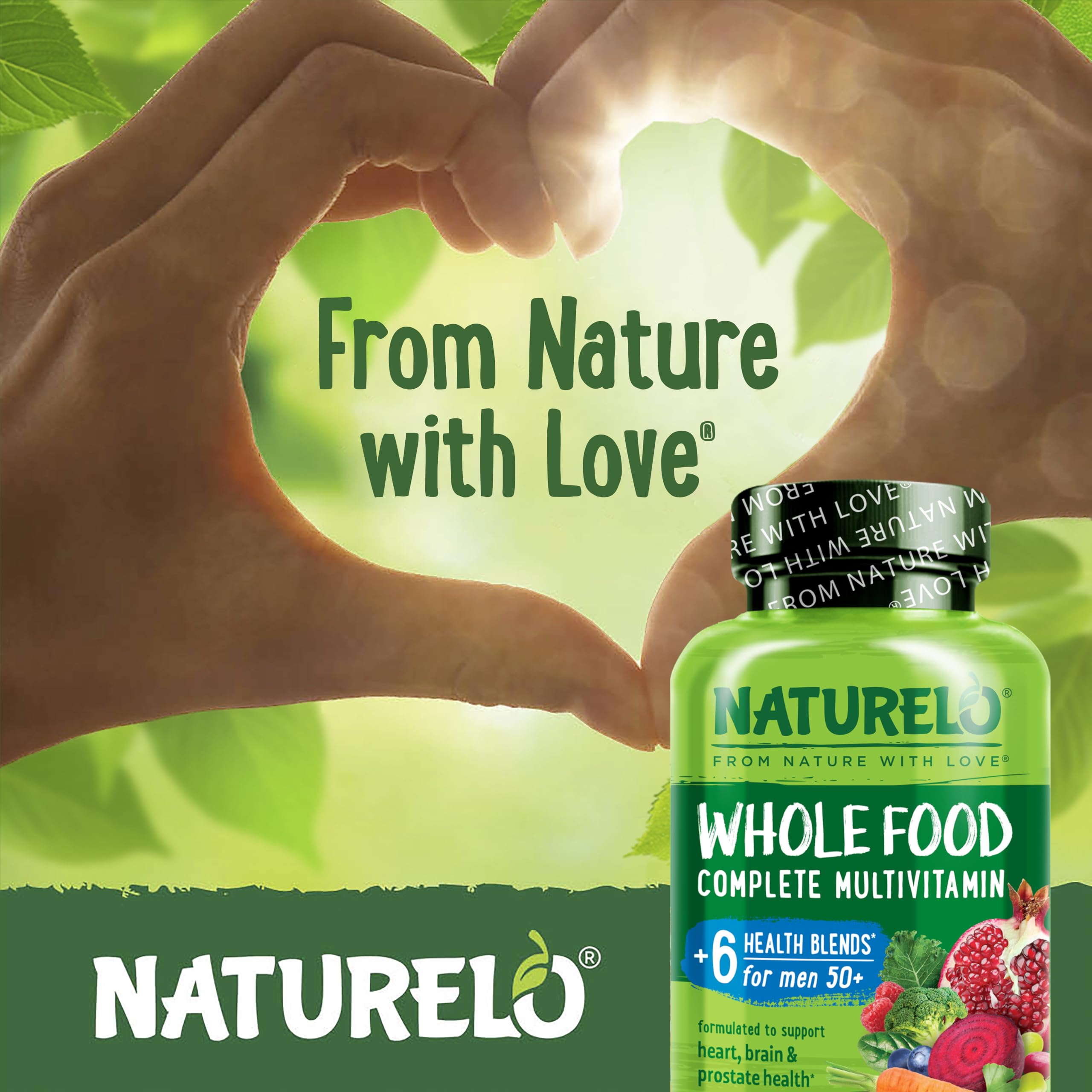 NATURELO Whole Food Multivitamin for Men 50+ – Plant-Based, 240 Capsules