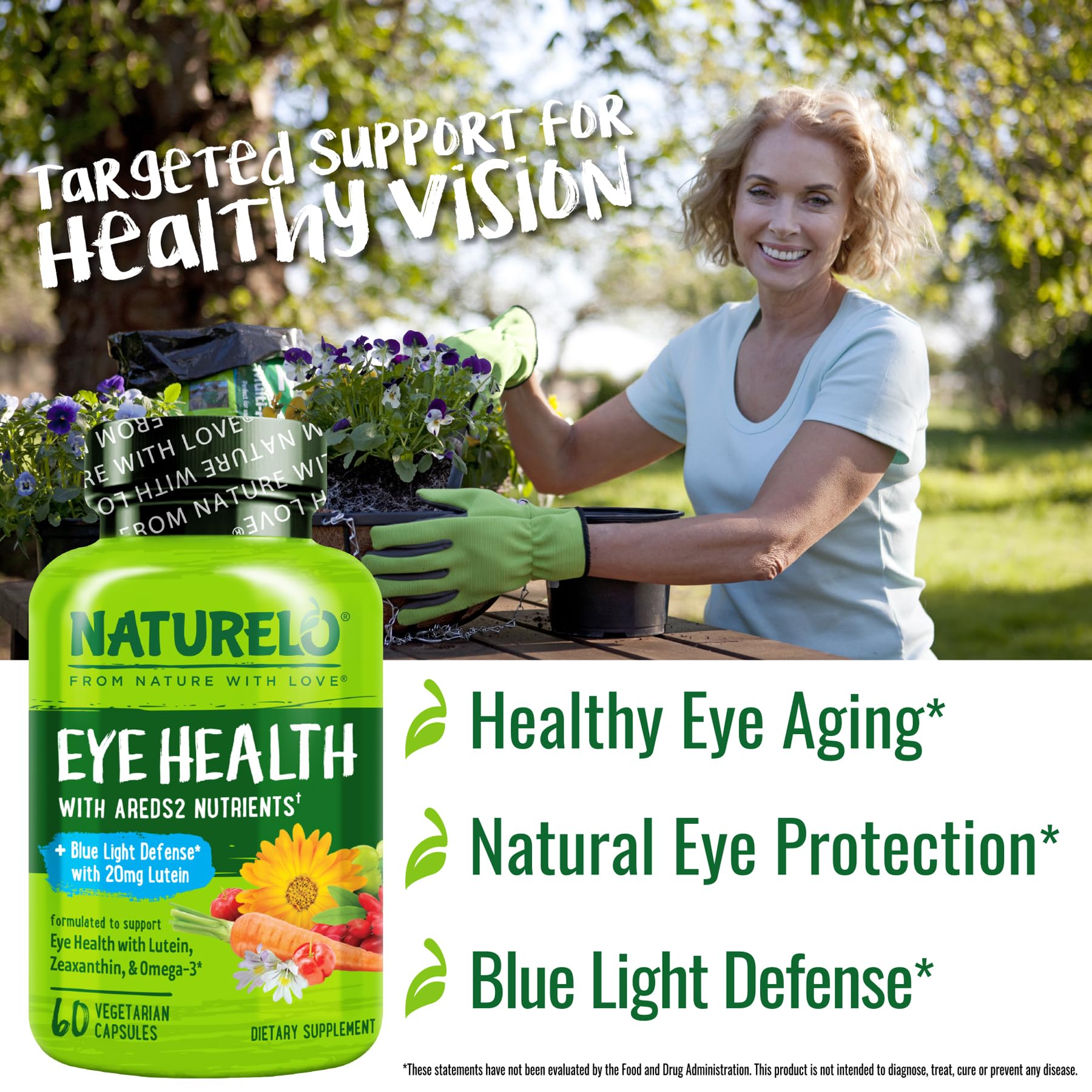 Naturelo Eye Vitamins - AREDS2 Formula for Healthy Vision | 60 Vegan Capsules