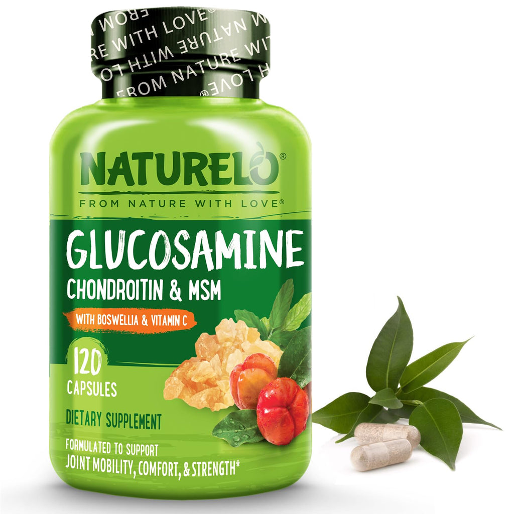 NATURELO Glucosamine Chondroitin MSM with Boswellia – Joint Support (120 Caps)