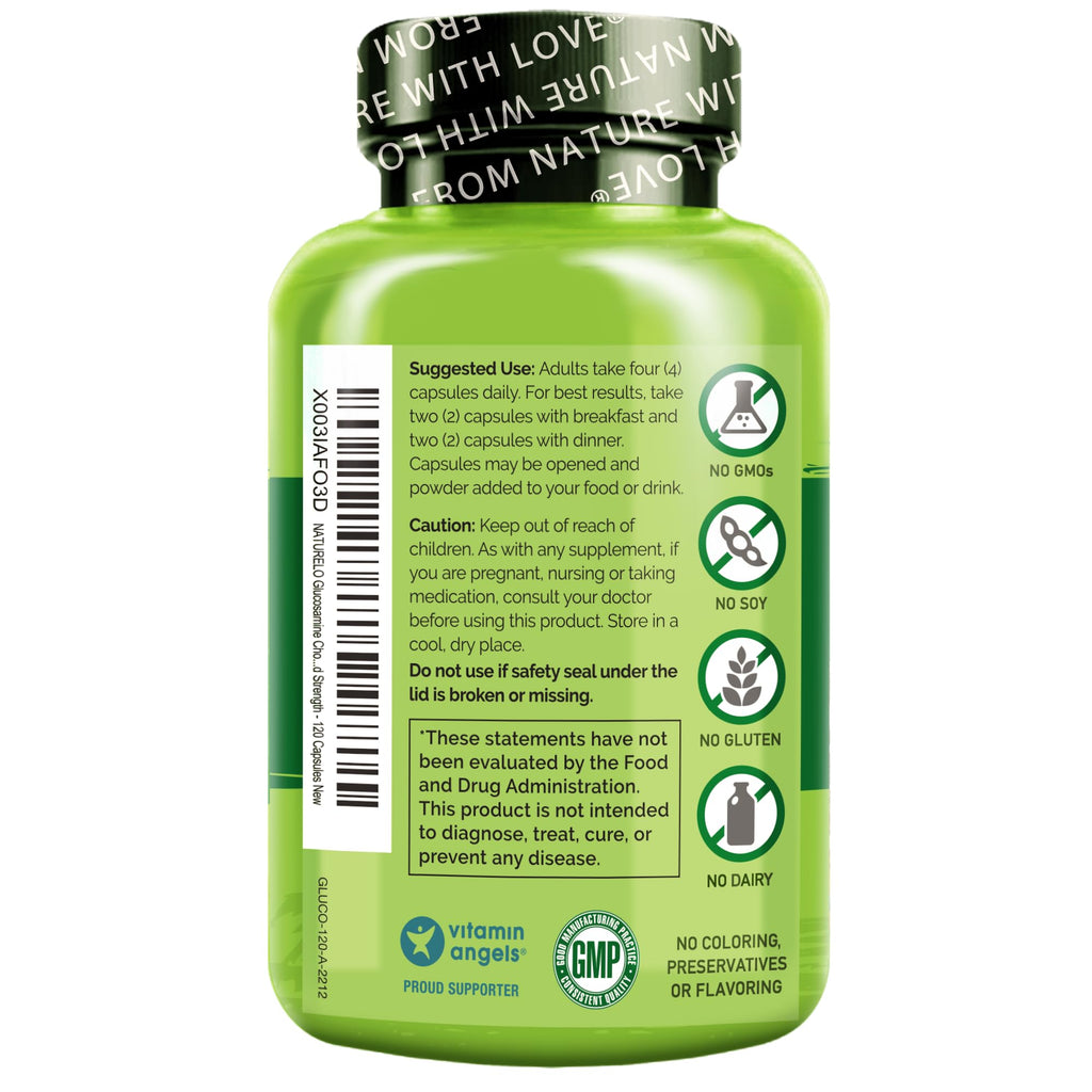 NATURELO Glucosamine Chondroitin MSM with Boswellia – Joint Support (120 Caps)