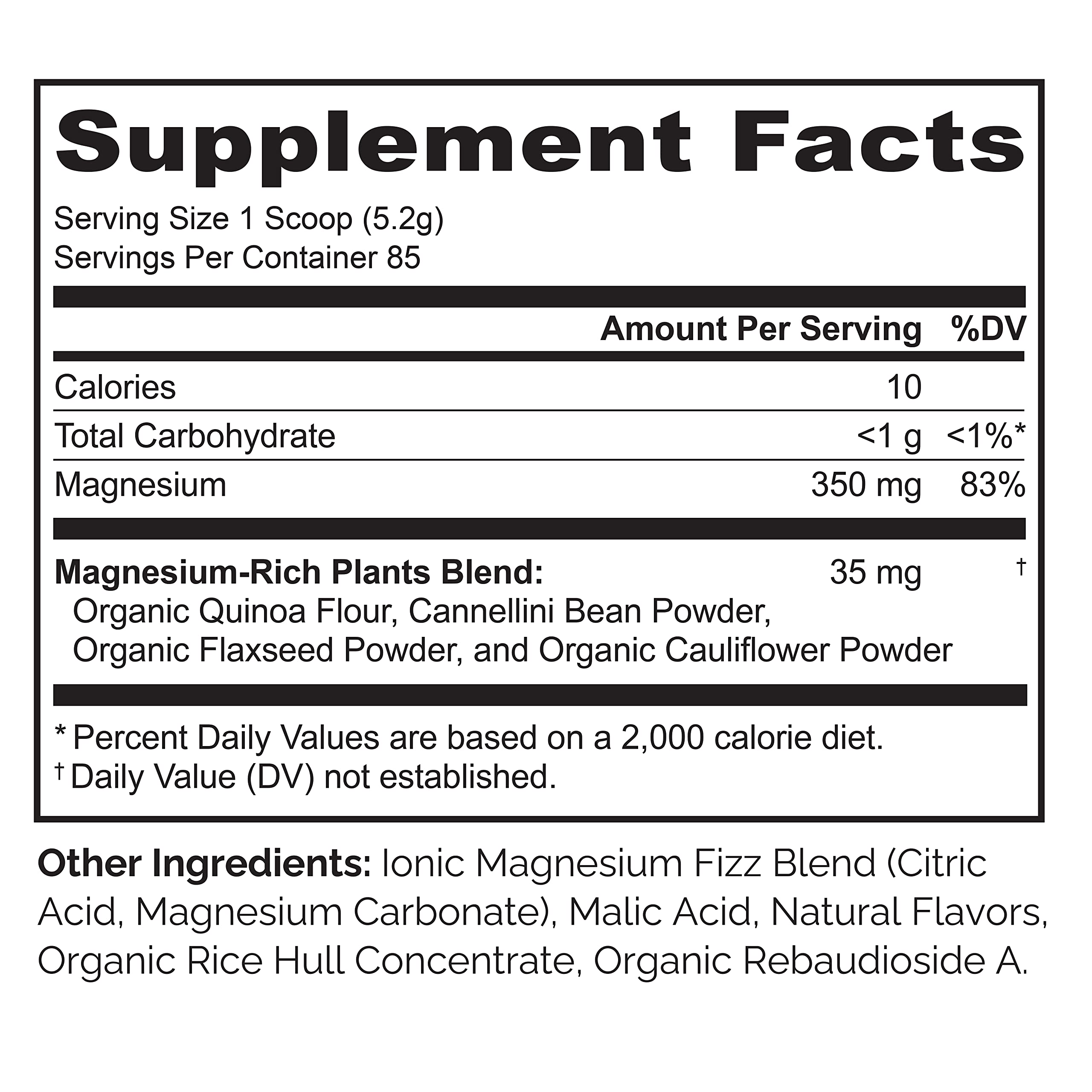 Naturelo Magnesium Powder – Whole Food Calm Magnesium with Quinoa, Cauliflower & Flaxseed (Raspberry Lemon, 85 Servings, 15oz)