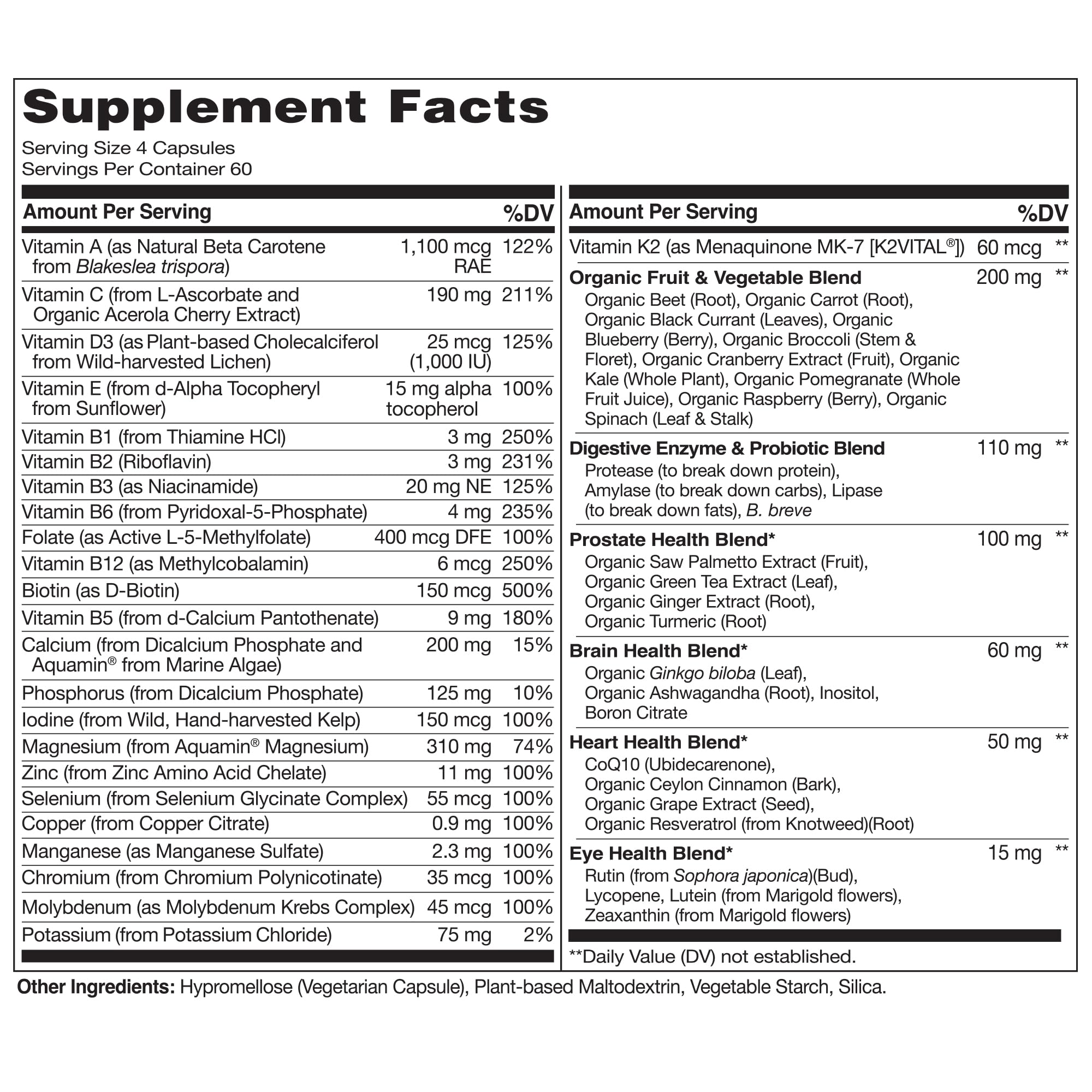 NATURELO Whole Food Multivitamin for Men 50+ – Plant-Based, 240 Capsules