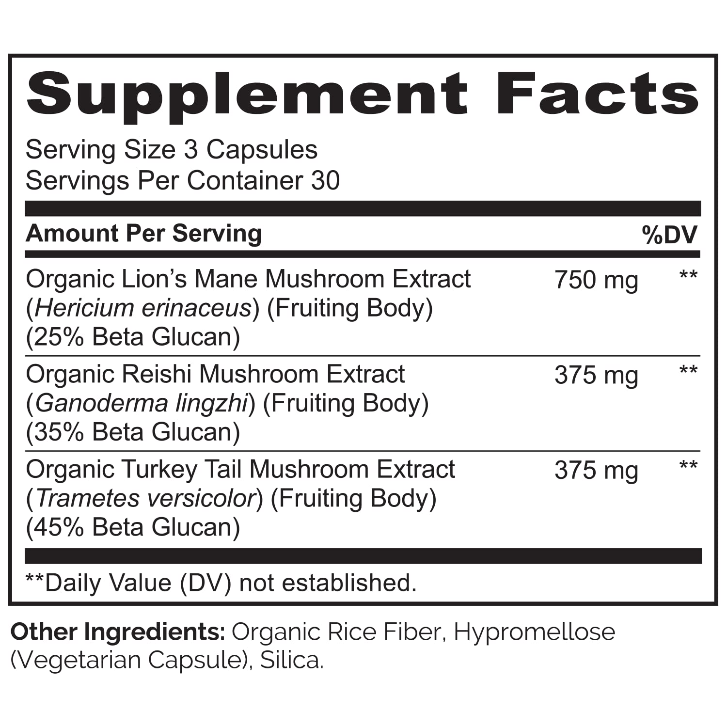 NATURELO Mushroom Supplement – Brain & Immune Blend with Lion’s Mane, Reishi & Turkey Tail – 90 Vegan Capsules