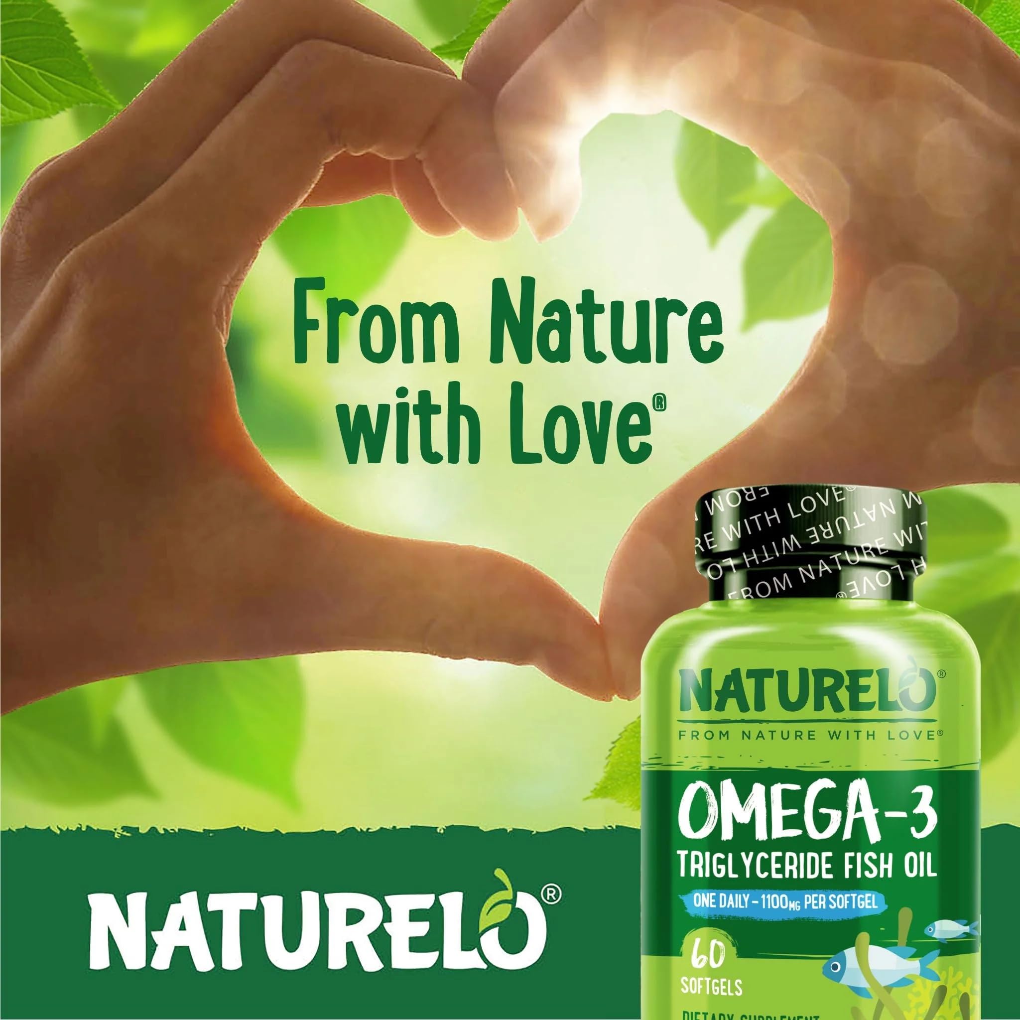 Naturelo Burpless Omega-3 Fish Oil 1100mg TG – EPA + DHA, 60 Softgels