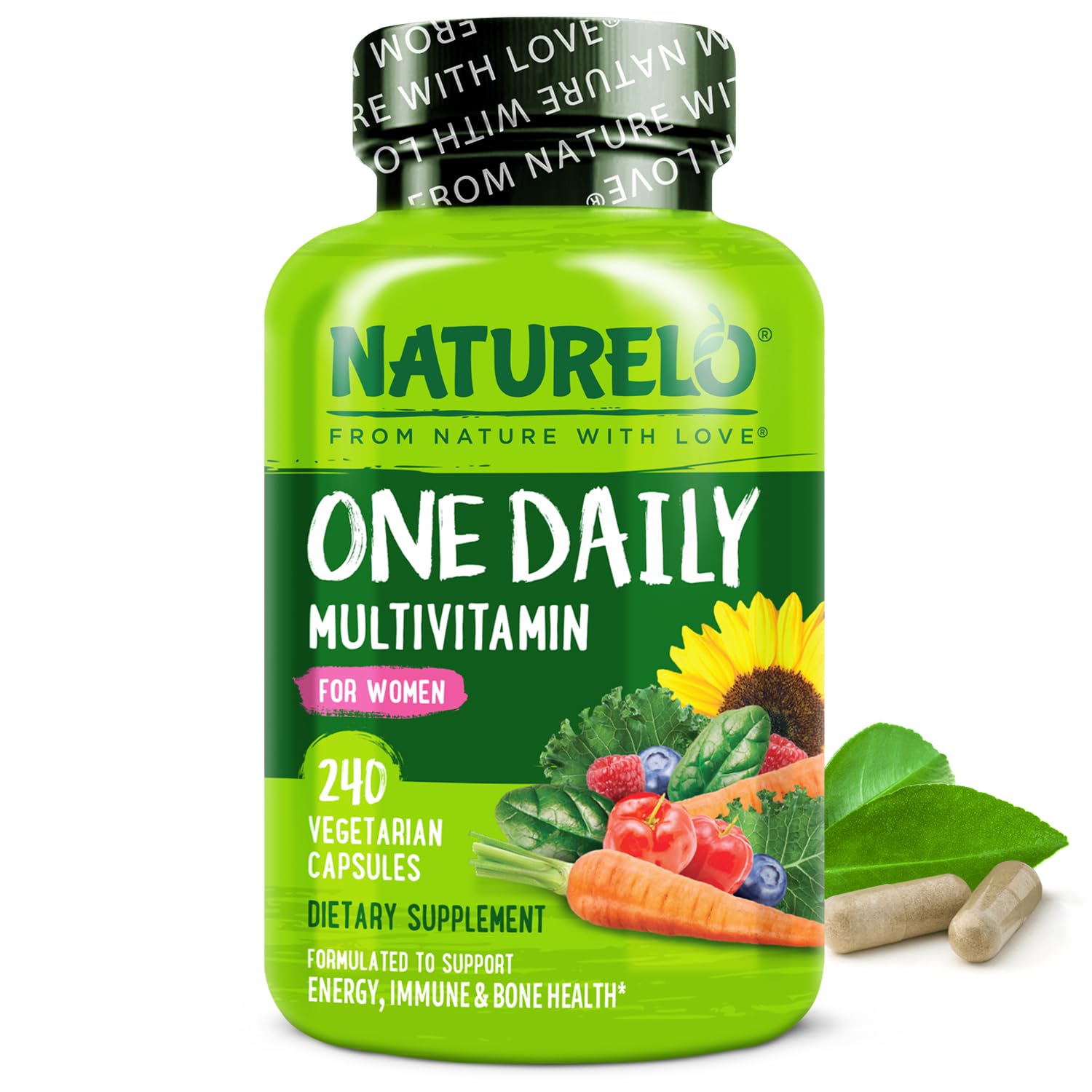 NATURELO One Daily Multivitamin for Women – 240 Ct | Vegan, Non-GMO, Gluten Free