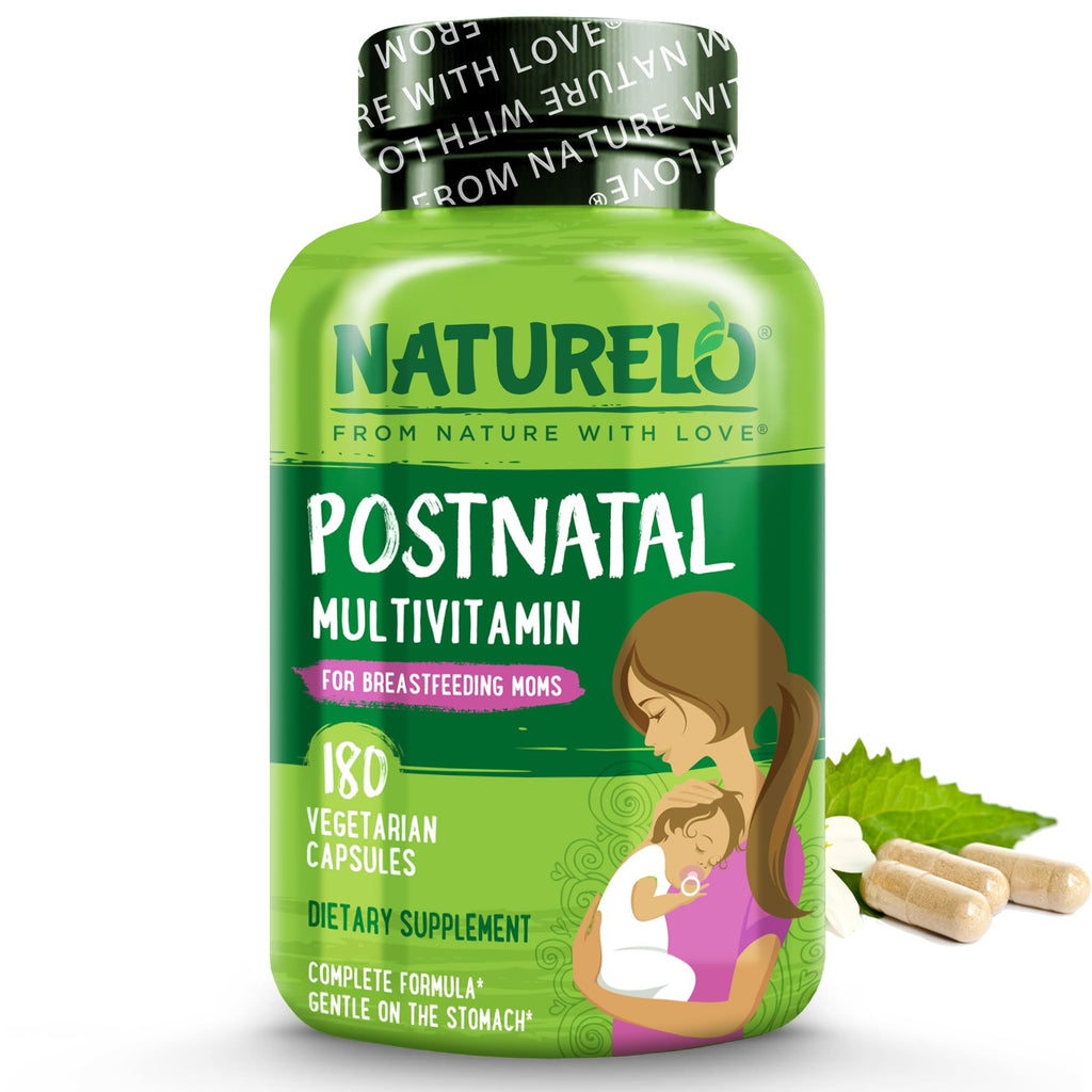 NATURELO Postnatal Multivitamin for Nursing Moms – Plant-Based Nutrition (180 Capsules)
