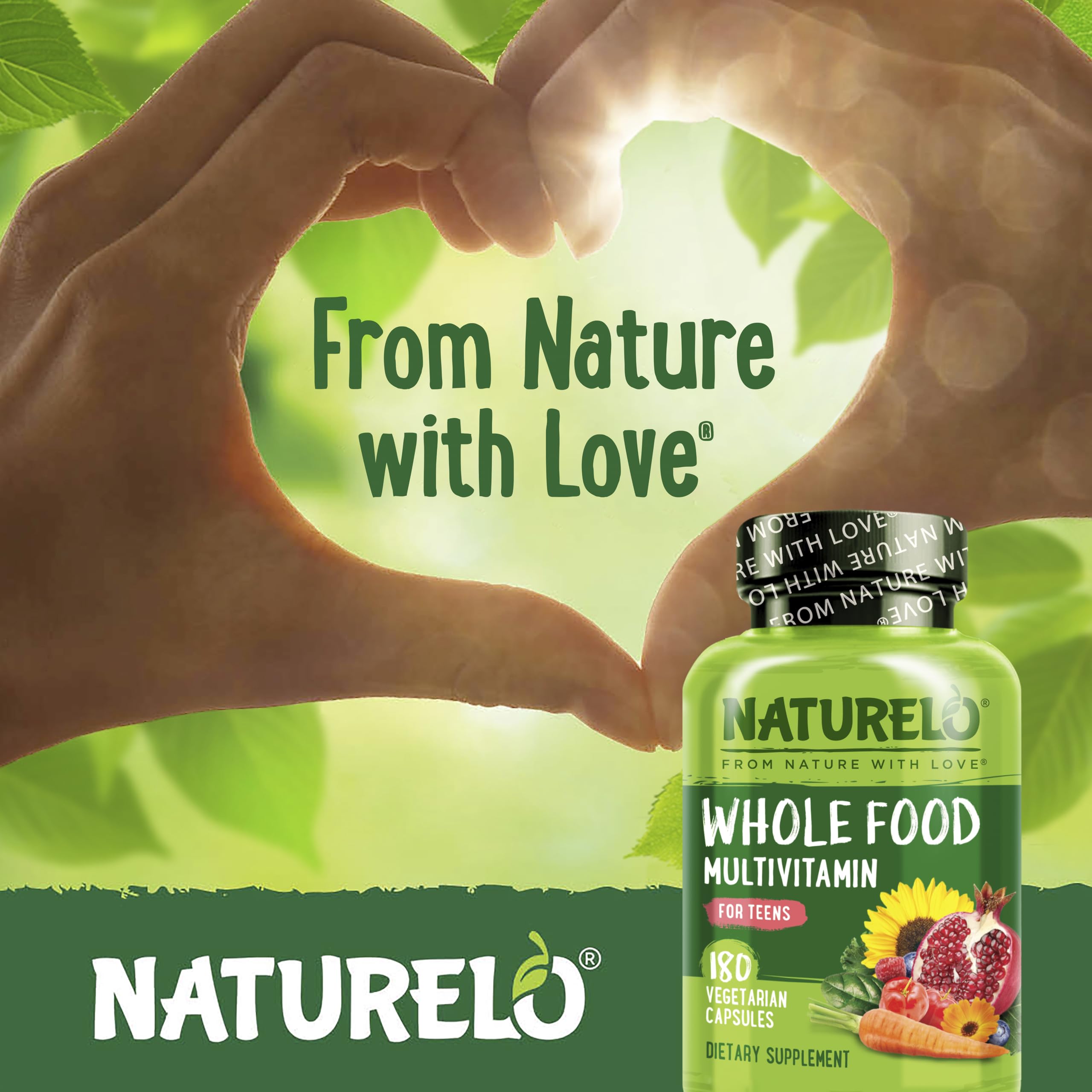 NATURELO Teen Multivitamin for Boys & Girls — 180 Plant-Based, Non-GMO, Vegetarian