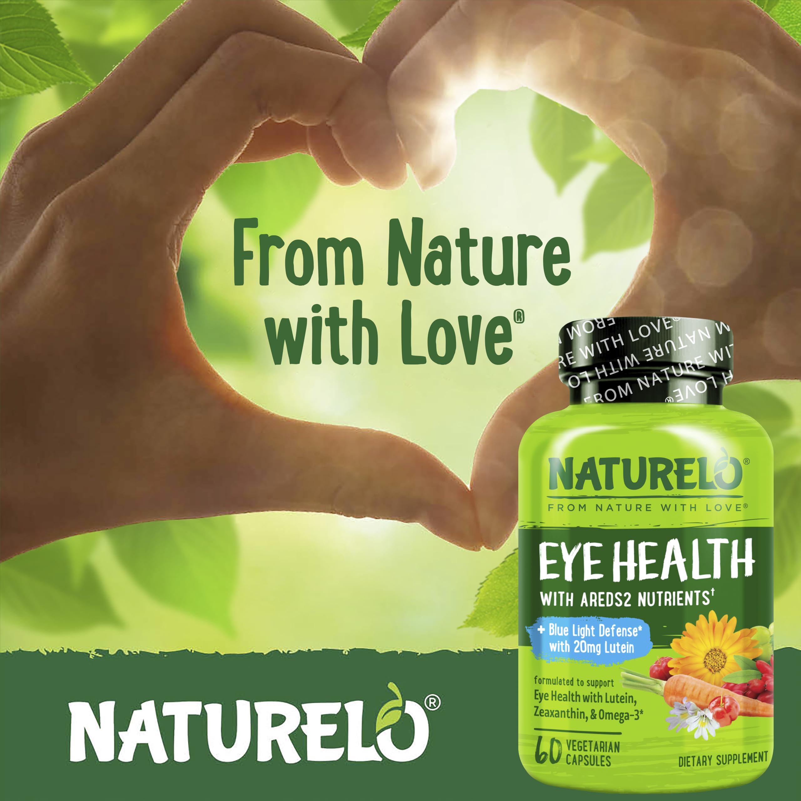 Naturelo Eye Vitamins - AREDS2 Formula for Healthy Vision | 60 Vegan Capsules