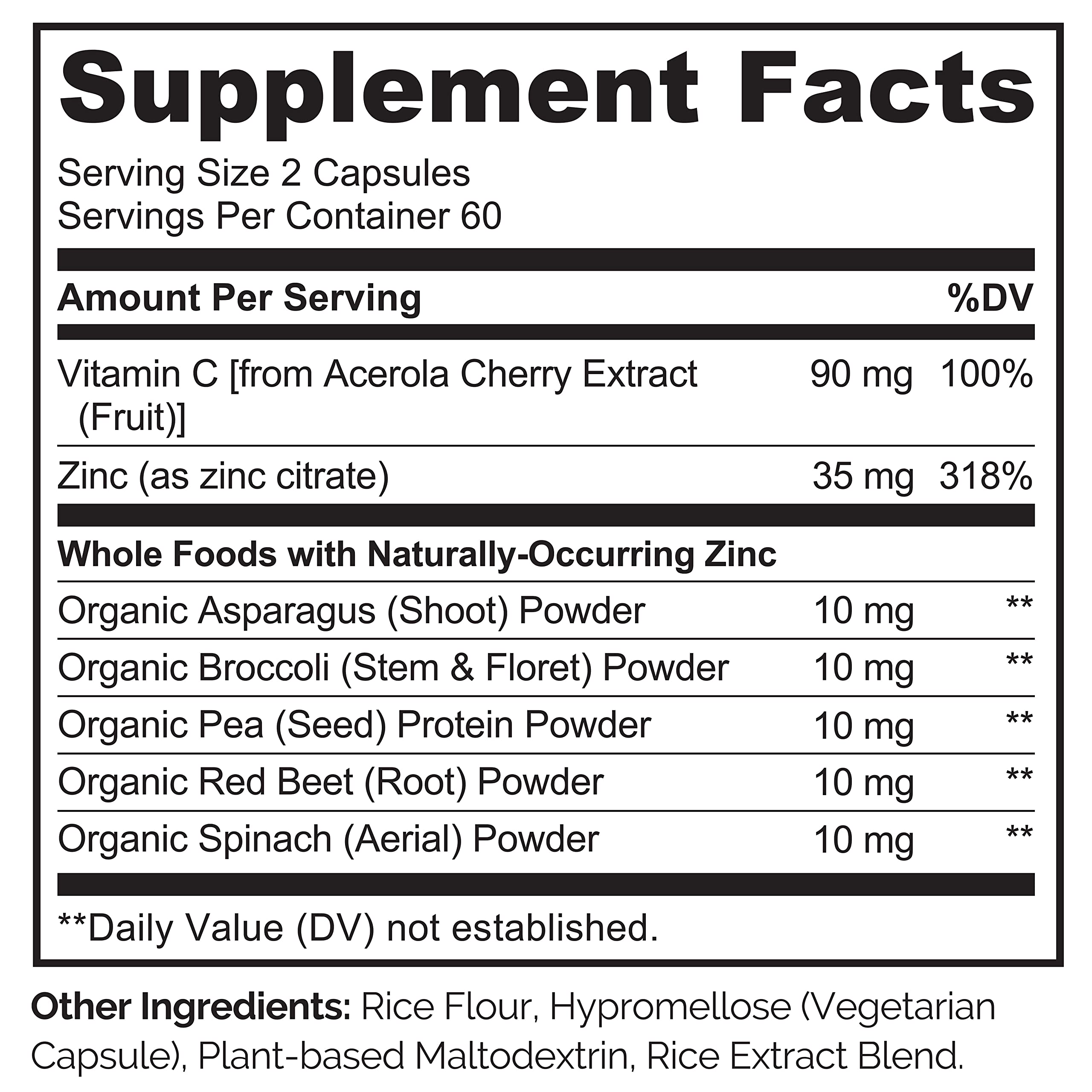 NATURELO Vegan Zinc Immune Support Capsules – Pack of 2 (120 Capsules)