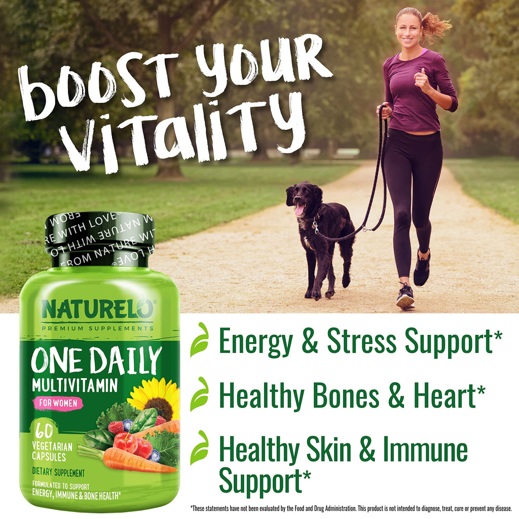 NATURELO One Daily Multivitamin for Women – 60 Ct, Energy Support, Non-GMO, Gluten Free