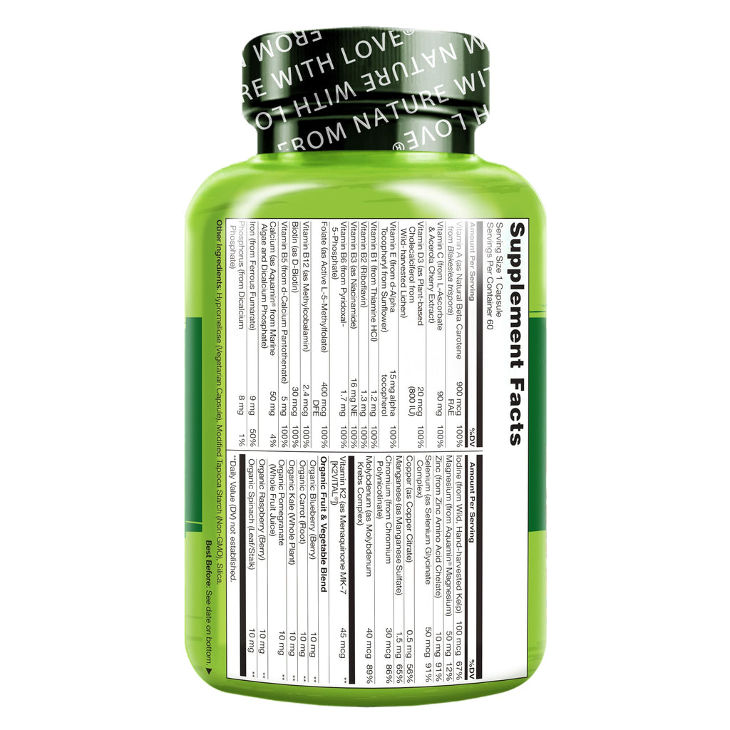 NATURELO One Daily Multivitamin for Women – 60 Ct, Energy Support, Non-GMO, Gluten Free