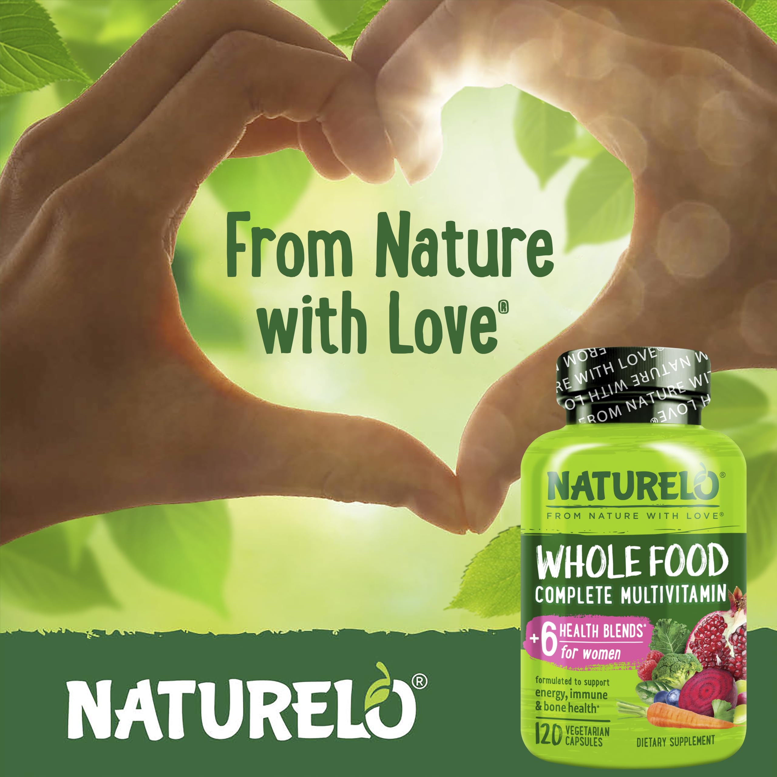 Naturelo Whole Food Multivitamin for Women – Plant-Based Vitamins, Organic Extracts & Vegan, Non-GMO