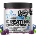 Natures Aid Creatine Monohydrate Gummies (5g) – Blueberry Electrolyte, 135 Count | Vegan & Sugar-Free