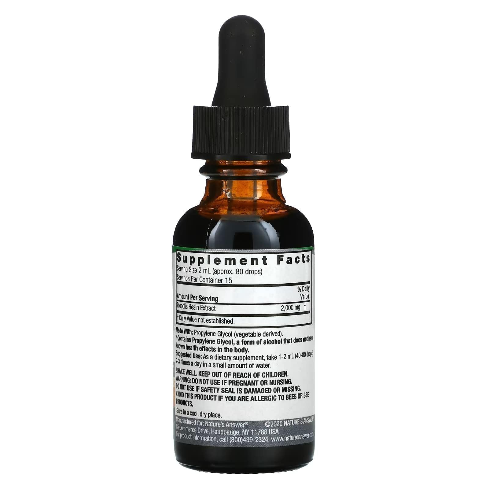 Nature's Answer Propolis Resin Extract - 1oz Liquid Immune Support (Vegan, Alcohol-Free, Gluten-Free)