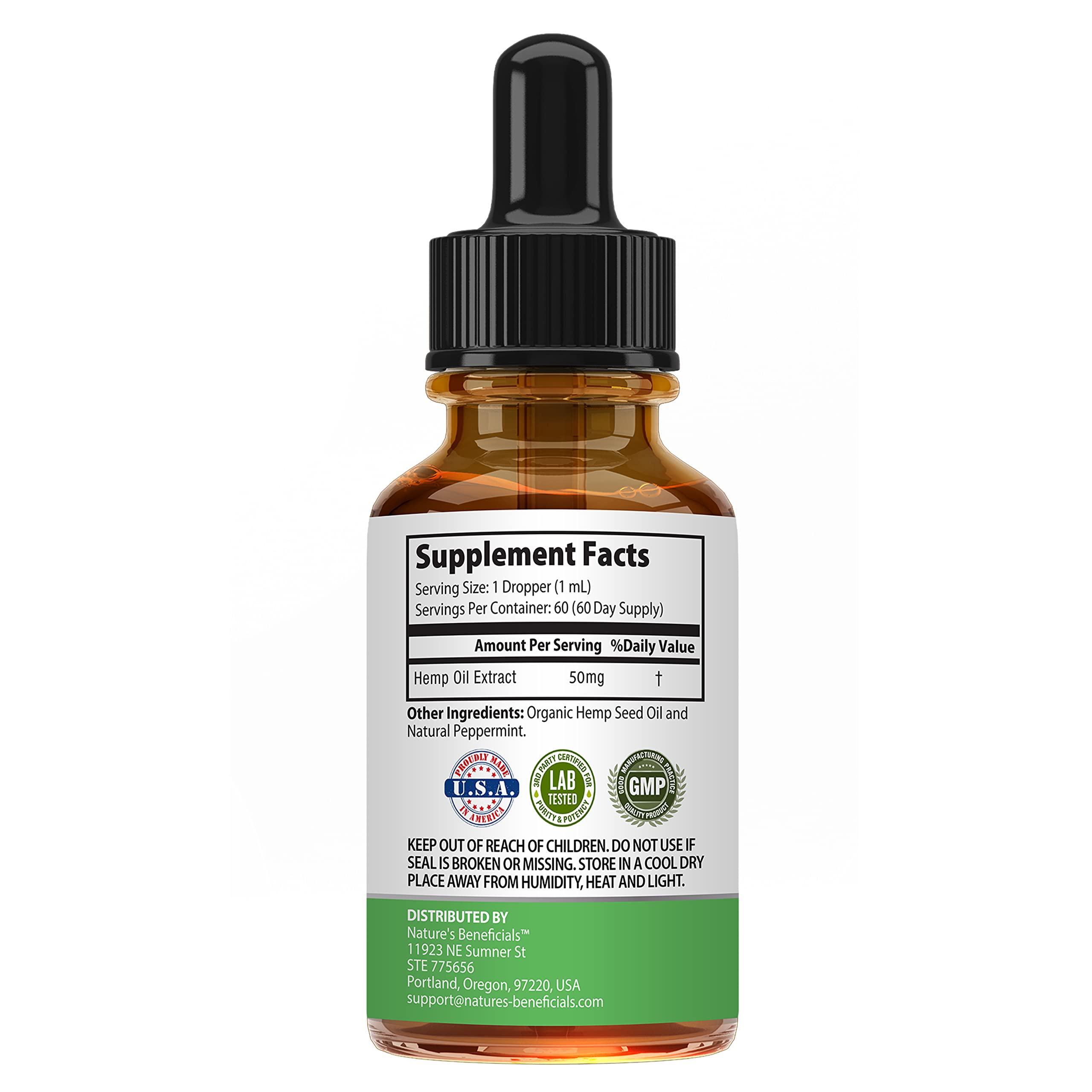 NATURE'S BENEFICIALS Organic Hemp Oil Extract Drops 3000mg – Ultra Premium, Sleep & Joint Support