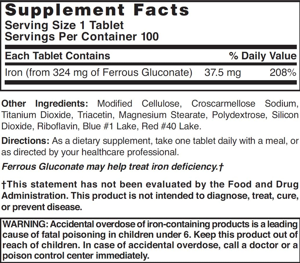 Nature's Blend Ferrous Gluconate Tablets, 100 Count