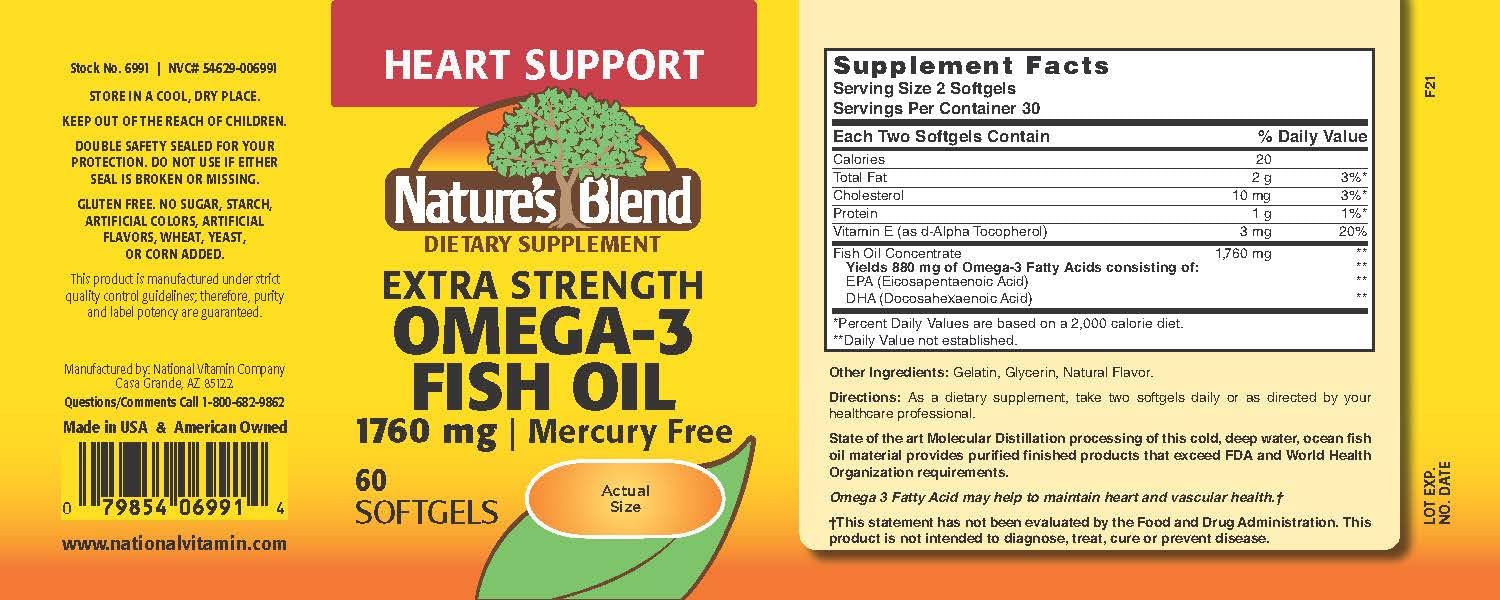 Nature's Blend Fish Oil 1760 mg Omega-3 Extra Strength - 60 Softgels