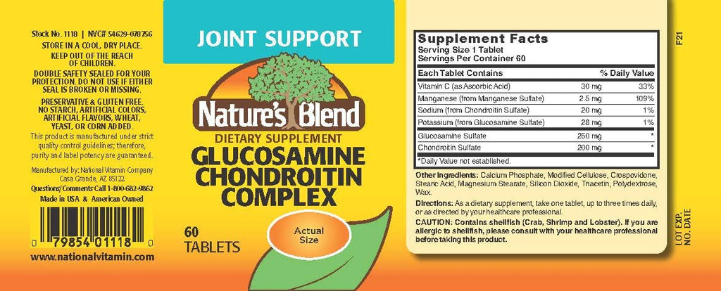 Nature's Blend Glucosamine Chondroitin Complex Tablets – 60 Tabs