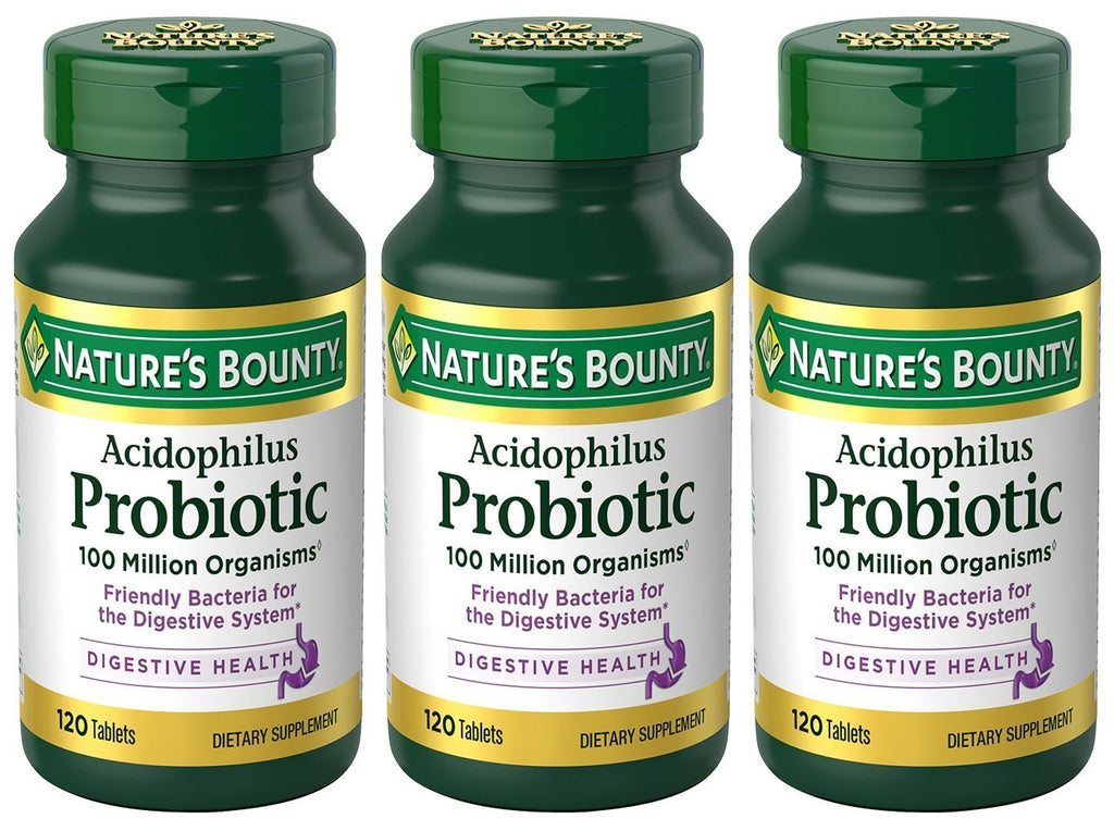 Nature's Bounty Acidophilus Probiotic – 360 Tablets (3 x 120 Count Bottles)