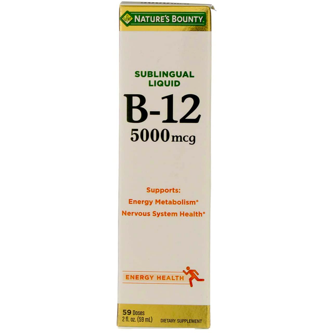 Nature's Bounty B-12 5000 mcg Sublingual Liquid – Energy Support, 2 oz (Pack of 2)