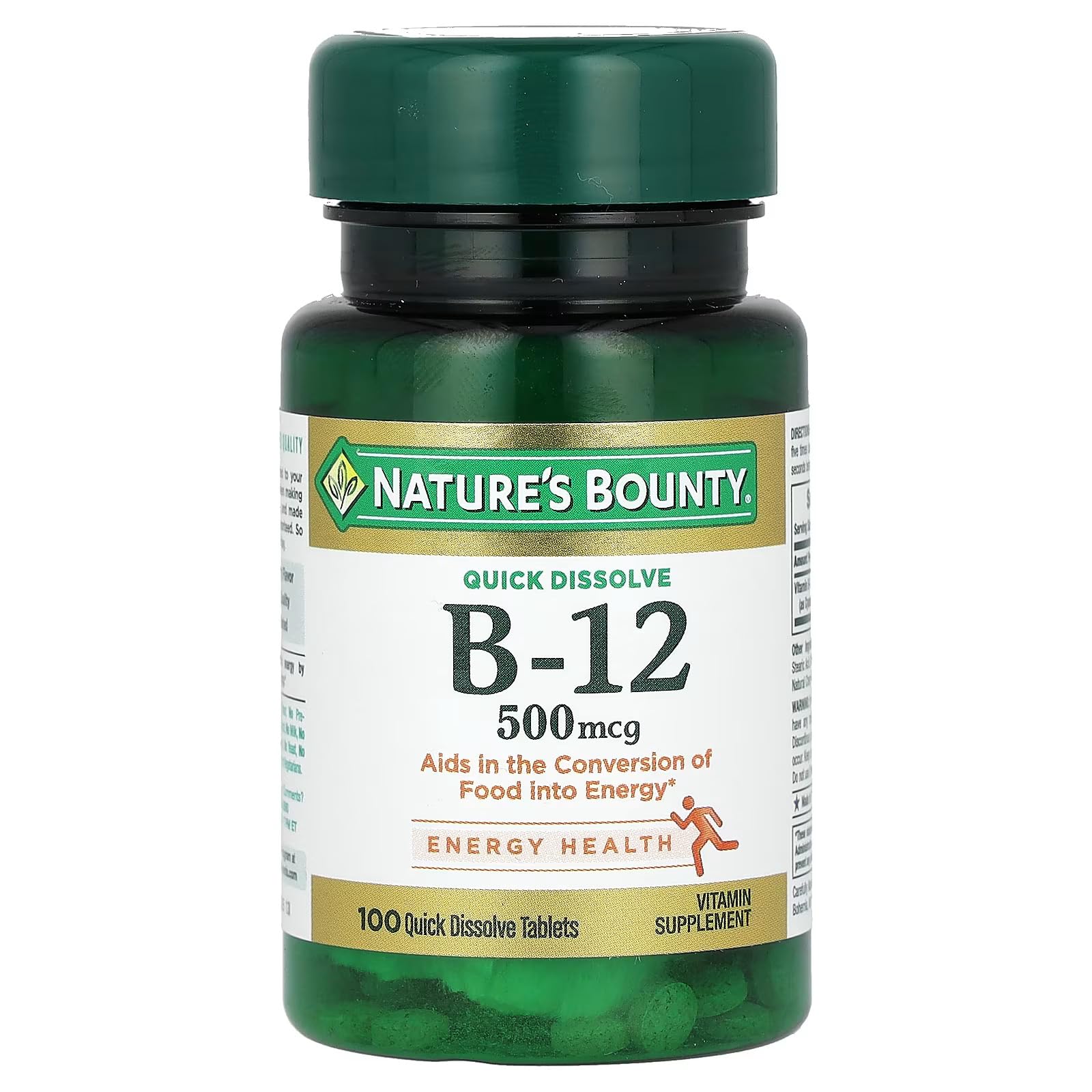 Nature's Bounty Vitamin B-12 500 mcg – 4 Pack (100 ea) | Vegetarian, Non-GMO
