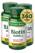 Nature's Bounty Biotin 10,000 mcg – Hair, Skin & Nails – Pack of 3, 120 Count