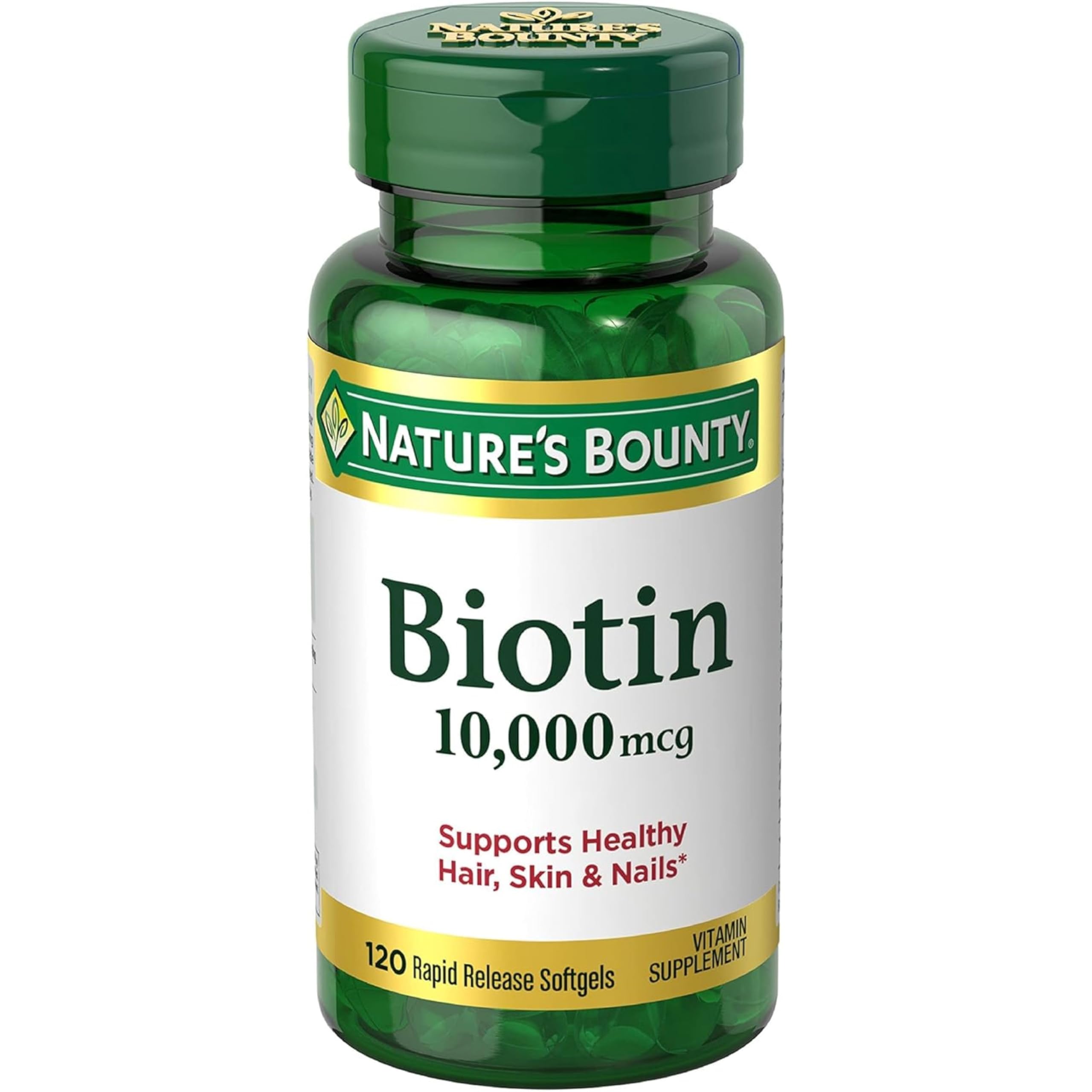 Nature's Bounty Biotin 10000 mcg – Ultra Strength Softgels (Pack of 2)