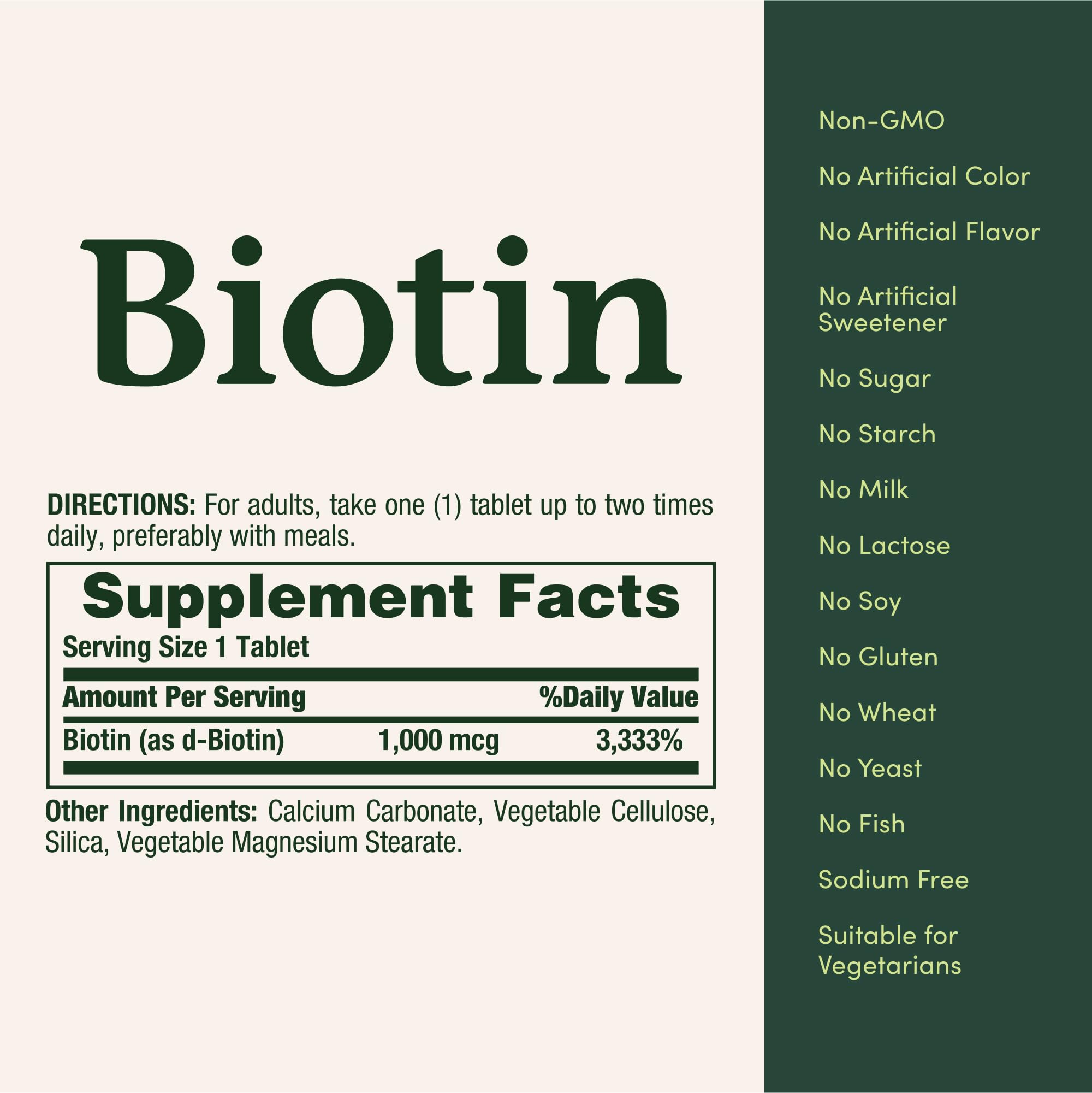 Nature's Bounty Biotin 1000 mcg | Supports Metabolism & Healthy Hair, Skin & Nails | 100 Tablets