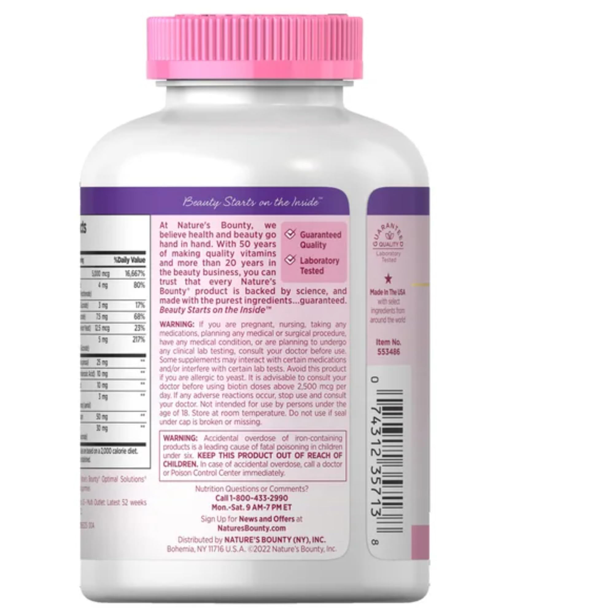 Nature's Bounty Hair Skin & Nails 5000 mcg Biotin - 250 Coated Tablets Extra Strength
