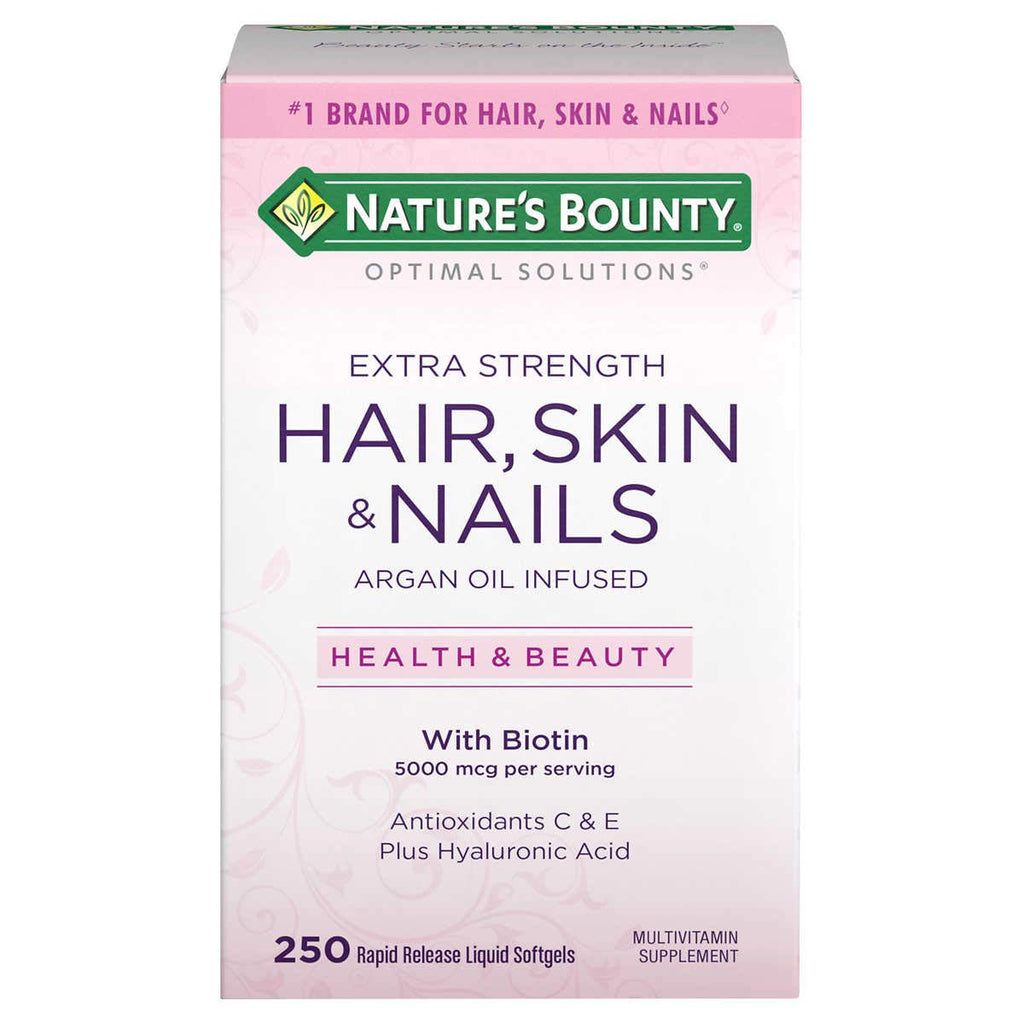 Nature's Bounty Biotin 5000 mcg Hair Skin Nails - 2x 250 Softgels Extra Strength