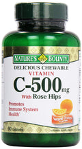 Nature's Bounty C-500 mg Chewable Tablets with Rose Hips - 90 Count
